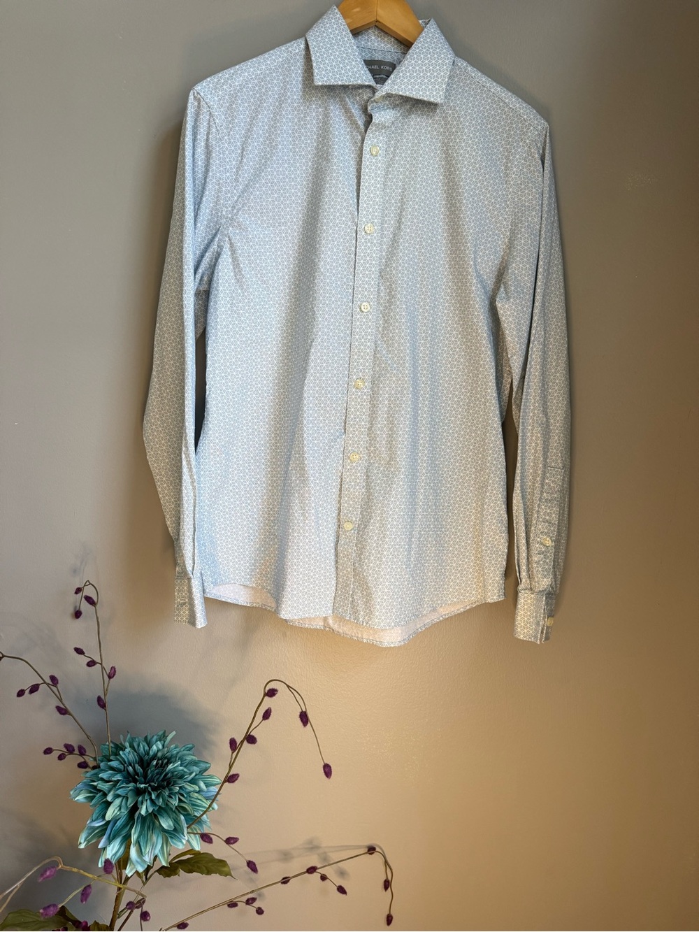 Michael Kors Light Blue Micro-Pattern Dress Shirt